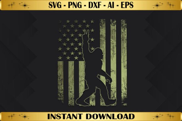Bigfoot Patriot American Flag Graphics for T-Shirt Designs