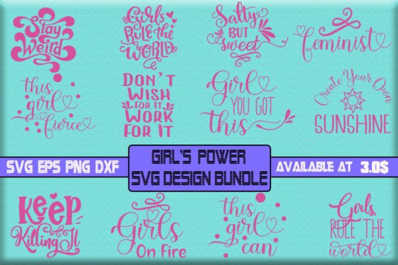 Girl s Power SVG Design Bundle: Graphics & T-Shirt Designs