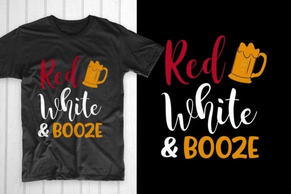 Red White Booze Graphics: Bold 4th of July T-Shirt Designs