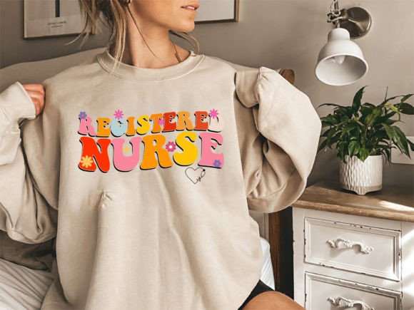 Registered Nurse Retro Groovy T-Shirt Graphics
