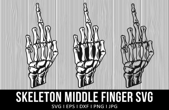 Skeleton Middle Finger SVG: Graphics for T-Shirt Designs